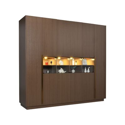Ronin 6-Door Wardrobe with Shelf & LED - Walnut/Bronze- With 2-Year Warranty