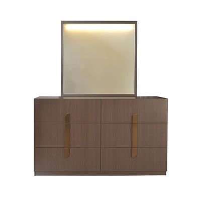 Ronin Dresser with Mirror with LED - Walnut/Bronze - With 2-Year Warranty