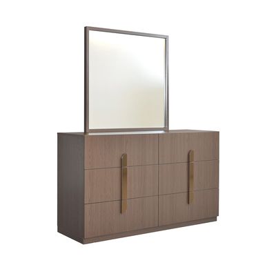 Ronin Dresser with Mirror with LED - Walnut/Bronze - With 2-Year Warranty