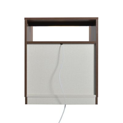 Ronin Night Stand with Wireless Charger and LED Light - Walnut/Bronze - With 2-Year Warranty