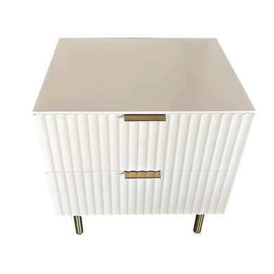 Orion 2 Drawer Night Stand - Beige/Brushed Gold