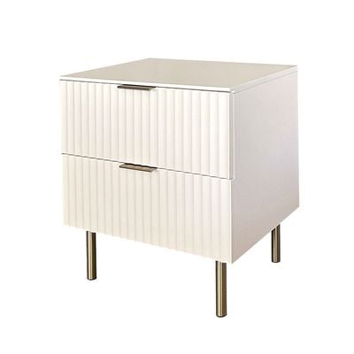 Orion 2 Drawer Night Stand - Beige/Brushed Gold