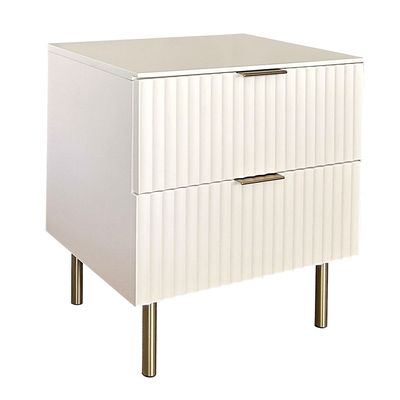 Orion 2 Drawer Night Stand - Beige/Brushed Gold
