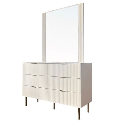 Orion Dresser With Mirror - Beige/Brushed Gold