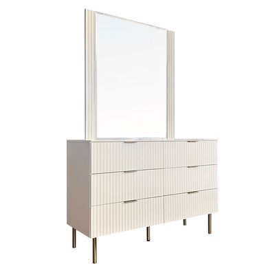Orion Dresser With Mirror - Beige/Brushed Gold