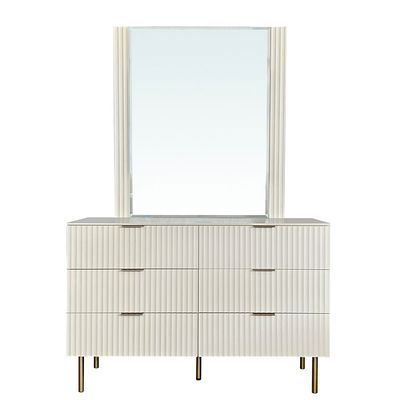 Orion Dresser With Mirror - Beige/Brushed Gold