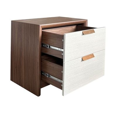 Terakkai 2 Drawer Night Stand - Walnut/Beige/Bronze