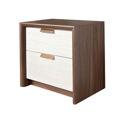 Terakkai 2 Drawer Night Stand - Walnut/Beige/Bronze