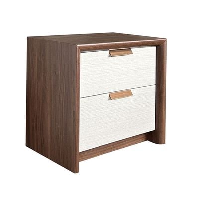 Terakkai 2 Drawer Night Stand - Walnut/Beige/Bronze
