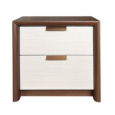 Terakkai 2 Drawer Night Stand - Walnut/Beige/Bronze