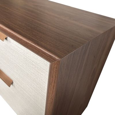 Terakkai 2 Drawer Night Stand - Walnut/Beige/Bronze