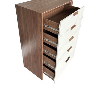 Terakkai Chest Of 5 Drawers - Walnut/Beige/Bronze