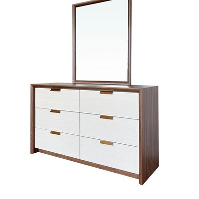 Terakkai Dresser With Mirror - Walnut/Beige/Bronze