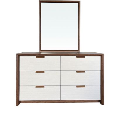 Terakkai Dresser With Mirror - Walnut/Beige/Bronze