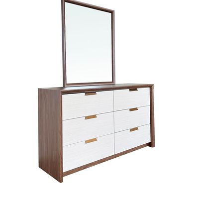 Terakkai Dresser With Mirror - Walnut/Beige/Bronze