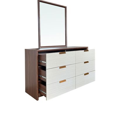 Terakkai Dresser With Mirror - Walnut/Beige/Bronze