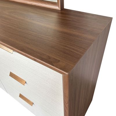 Terakkai Dresser With Mirror - Walnut/Beige/Bronze