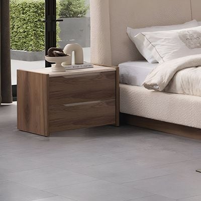 Letto 2 Drawer Night Stand -  Beige/Walnut