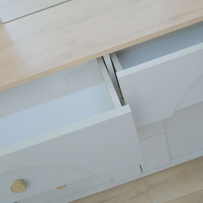 Reena 6 Drawer Dresser With Mirror -Dark Biege/Natural