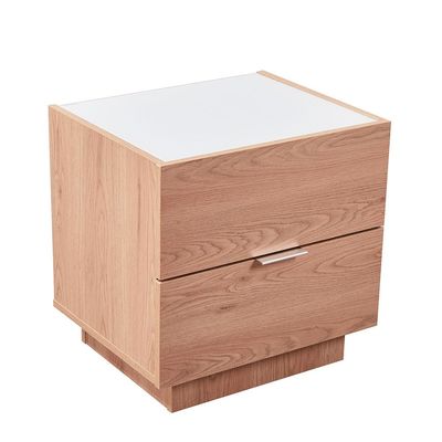 Float 2Drawers Night Stand W/Glass Top-Natural Oak