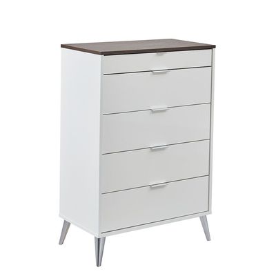 Sparkle Chest Of 5 Drawers-HG White & Dark Brown