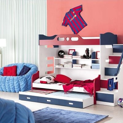 Sam Bunk Bed (90x190/120x190/90x185) - Wht/Blue