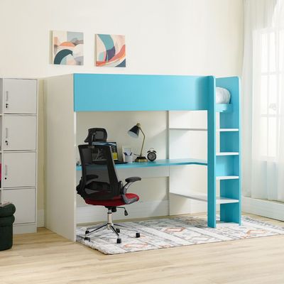 Kate High Sleeper 90x200 Kids Bunk Bed - White/Blue