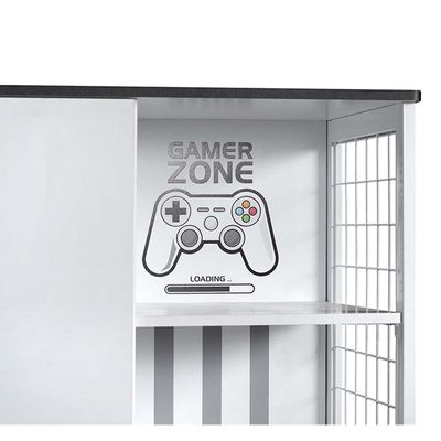 Gamerzone 2Door Wardrobe W/3Drawers -White & Grey