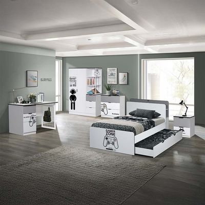 Gamerzone Study Desk W/3-Drawers-White & Grey