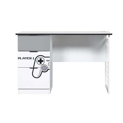 Gamerzone Study Desk W/3-Drawers-White & Grey