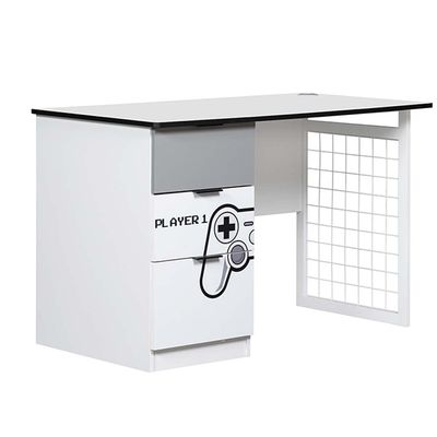 Gamerzone Study Desk W/3-Drawers-White & Grey