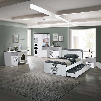 Gamerzone Study Desk W/3-Drawers-White & Grey