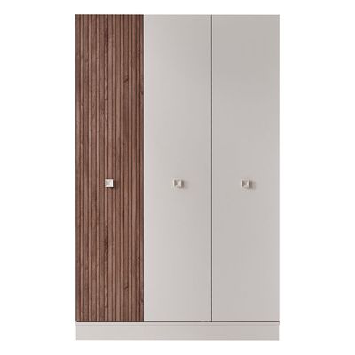 Golf 3Door Wardrobe-Walnut & Cream