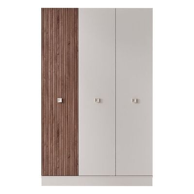 Golf 3Door Wardrobe-Walnut & Cream