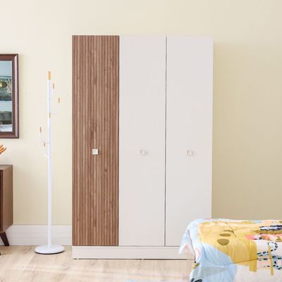 Golf 3Door Wardrobe-Walnut & Cream