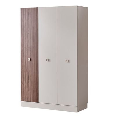 Golf 3Door Wardrobe-Walnut & Cream