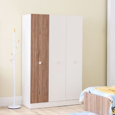 Golf 3Door Wardrobe-Walnut & Cream