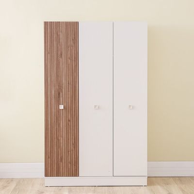 Golf 3Door Wardrobe-Walnut & Cream