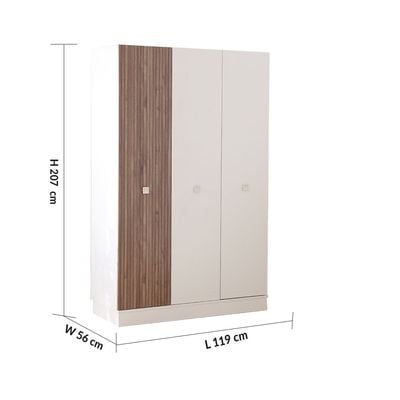 Golf 3Door Wardrobe-Walnut & Cream