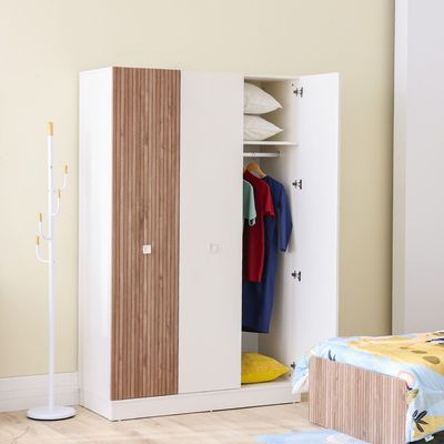 Golf 3Door Wardrobe-Walnut & Cream