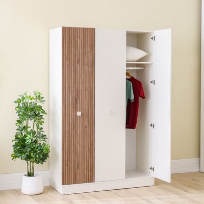 Golf 3Door Wardrobe-Walnut & Cream