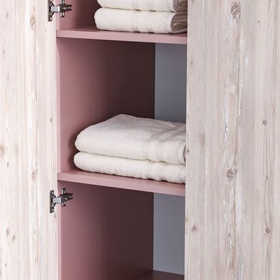 Bliss 3Door Wardrobe W/2Drawers & Mirror-Oak & Pink