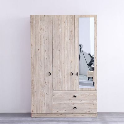 Bliss 3Door Wardrobe W/2Drawers & Mirror-Oak & Pink