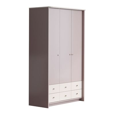 Blossom 3 Door Wardrobe With 6Drawers-Blush Pink+Light Beige