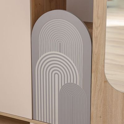 Zeta 4Door Wardrobe With 1 Mirror & Open Shelves-Offwhite & Grey