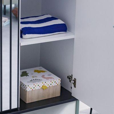 Petra 3Door Wardrobe W/2Drawers & 1Mirror-White & Grey