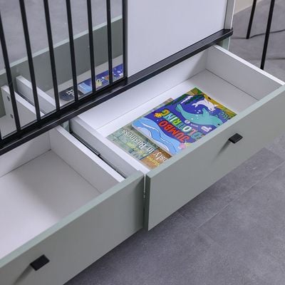 Petra 3Door Wardrobe With 2Drawers & 1Mirror-White & Grey