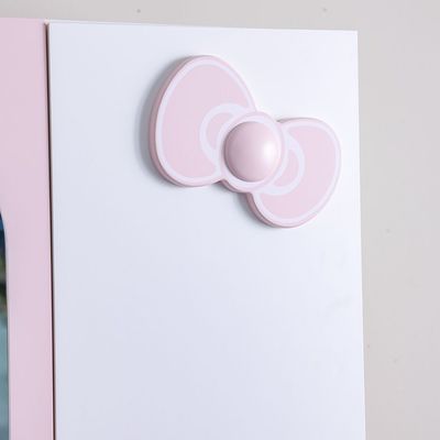 Kitty 3Door Wardrobe With 1 Mirror-White+Pink