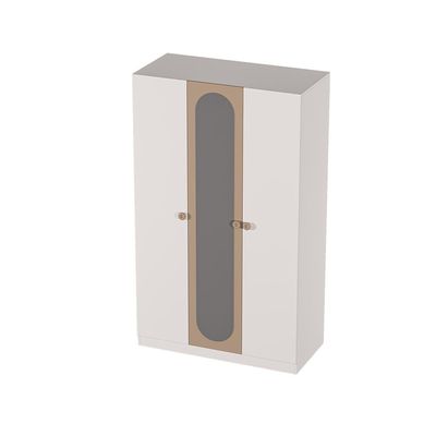 Caramel 3Door Wardrobe With 1 Mirror-White+Brown
