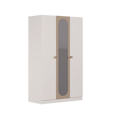 Caramel 3Door Wardrobe With 1 Mirror-White+Brown